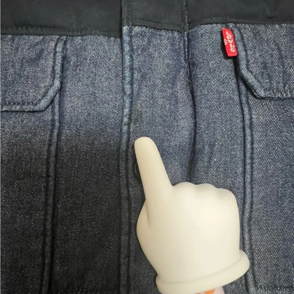 Levi’s Ultra Loft Sherpa Collar Quilted Jacket Men’s 2XL Denim Look Zip Front In - Picture 13 of 14